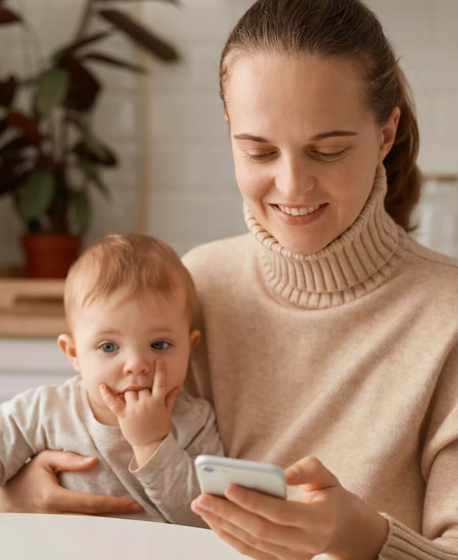 Child calmly playing with a learning app