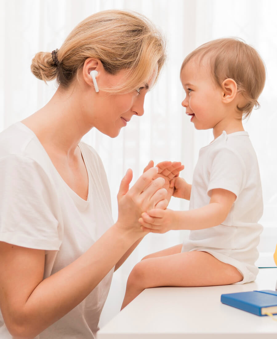 Baby exploring and learning